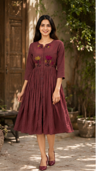 Dusty Rose Embroidered Gown