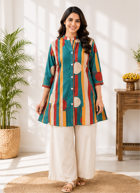 Multi-Colored Striped Tunic