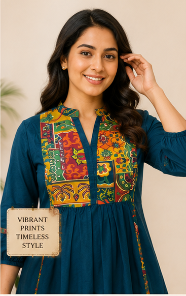 Teal Color Vibrant Lifestyle Tunic