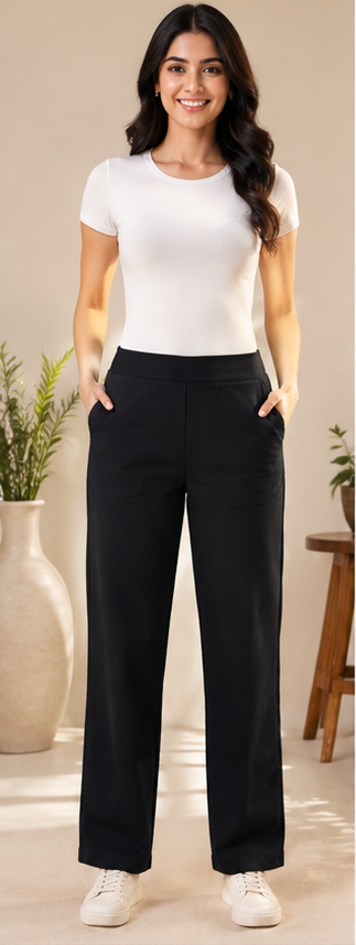 Pinazo Women's Black Straight-Leg Trousers