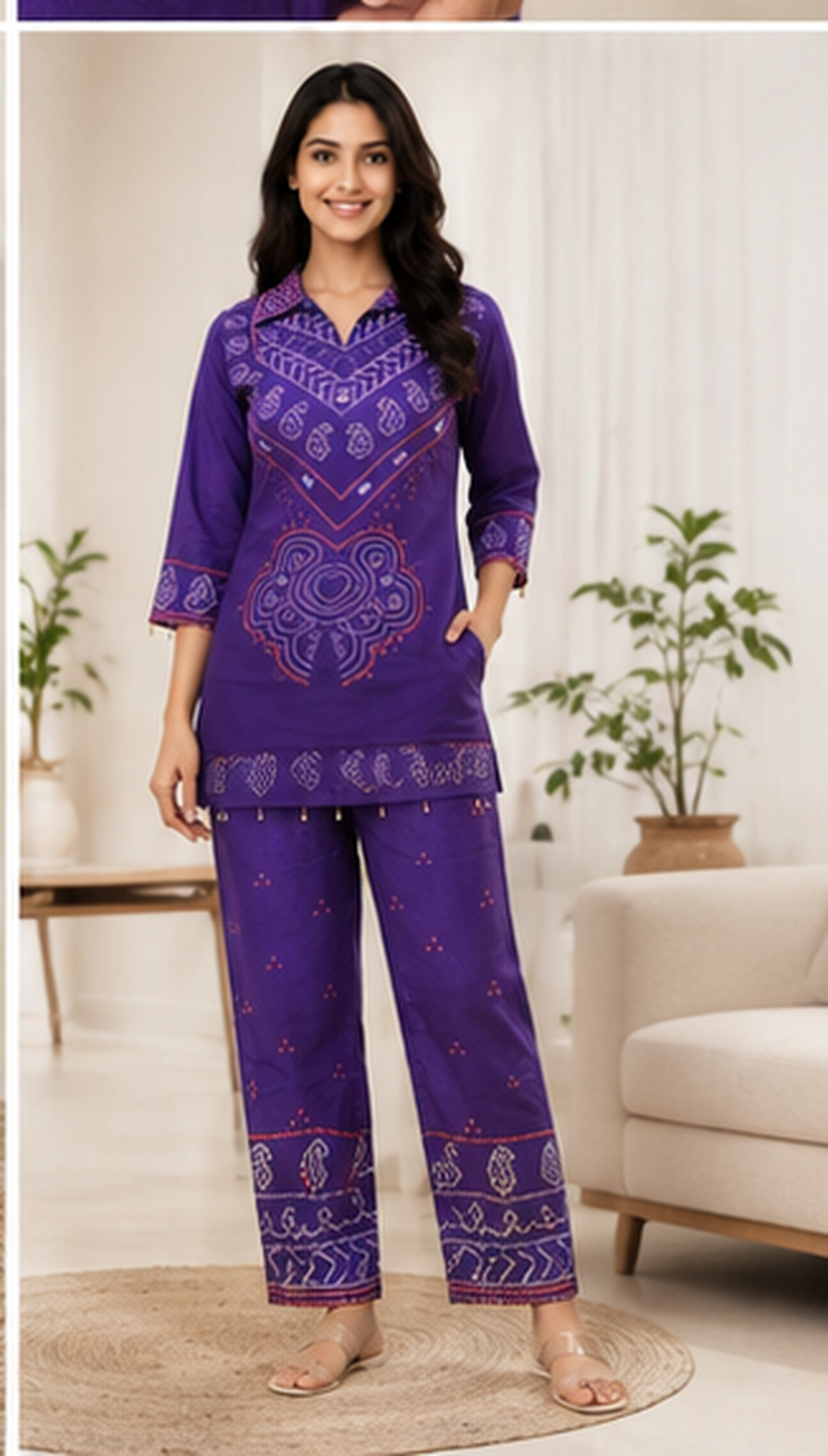 Purple Bandhani Print Co-Ord Set